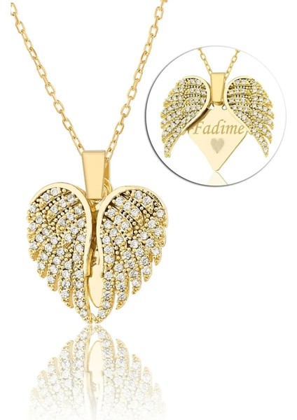 Kişiye Özel Gizli Isim Yazılı Aşkın Kanatları Açılan Kalpli Kolye BBK55