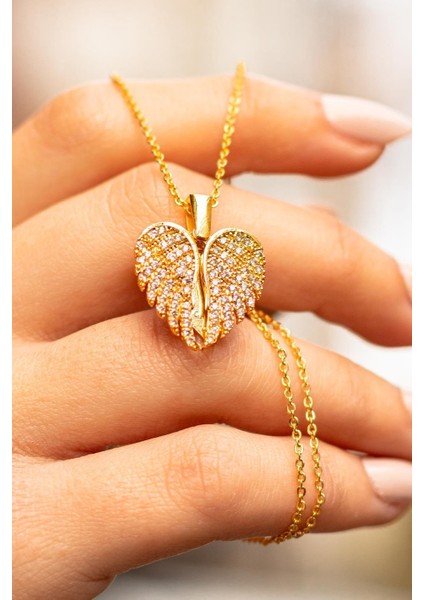 Kişiye Özel Gizli Isim Yazılı Aşkın Kanatları Açılan Kalpli Kolye BBK55 modelleri