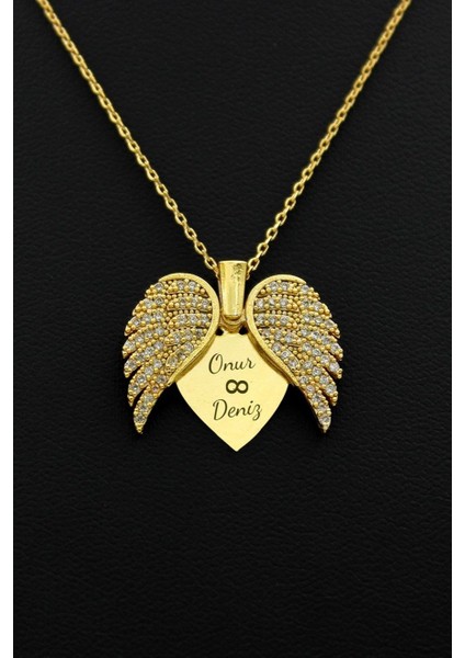 Kişiye Özel Gizli Isim Yazılı Aşkın Kanatları Açılan Kalpli Kolye BBK55 fırsatları