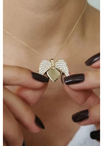 Kişiye Özel Gizli Isim Yazılı Aşkın Kanatları Açılan Kalpli Kolye BBK55