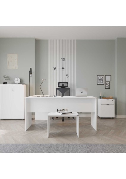 Adore Rio Ofis L Masa - Diamond Beyaz
