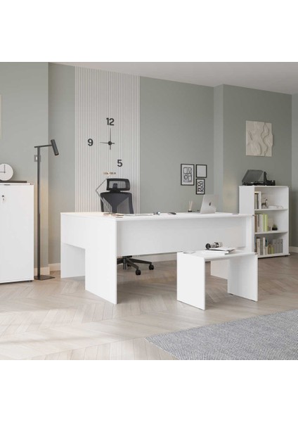Adore Rio Ofis L Masa - Diamond Beyaz