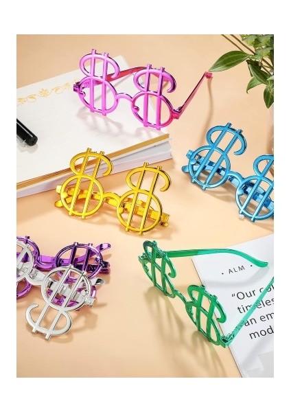 Büro Ev Ofis Parti Kostüm Gözlüğü Için 6ADET Metalize Dolar Stil Gözlük Seti modelleri