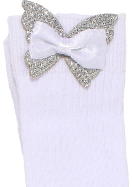 Kız Bebek Beyaz Bileği Parlak Kurdele Desenli Diz Altı Çorap 1-2 Yaş fiyatları