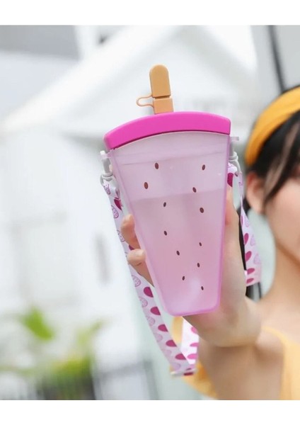 Renkli Karpuz Desenli 300 ml Plastik Su Şişesi, Spor ve Günlük Kullanım İçin Mükemmel modelleri