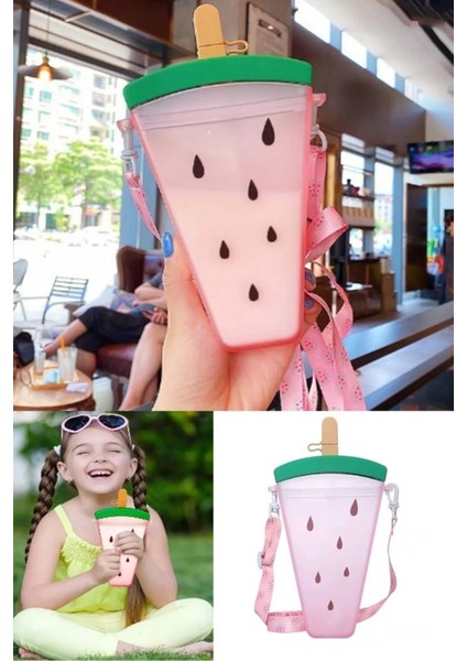 Renkli Karpuz Desenli 300 ml Plastik Su Şişesi, Spor ve Günlük Kullanım İçin Mükemmel fırsatları