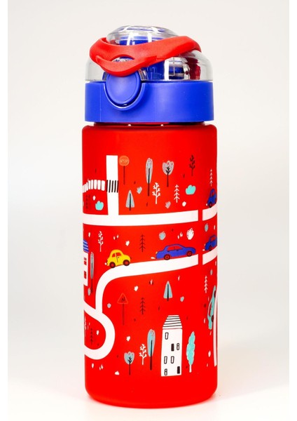 Kırmızı Çocuk Tritan Su Şişesi 500 mL, BPA'sız, Geniş Ağız, Plastik