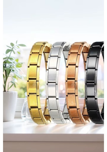 Italyan 18-21CM Beden Seçenekli Charm Çelik Bileklik SCB38