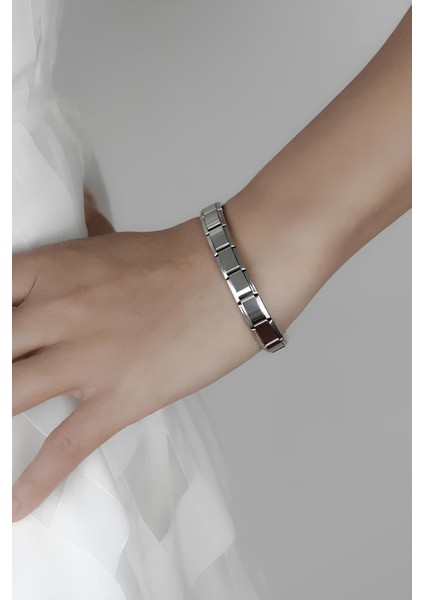 Italyan 18-21CM Beden Seçenekli Charm Çelik Bileklik SCB38