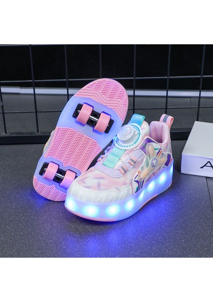 Çocuk Spor Ayakkabı LED Parlayan Erkek ve Kadın Dört Tekerlekli Spor Ayakkabı (Yurt Dışından)
