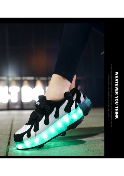 Spor Ayakkabı LED Işık Ayakkabı Parlayan Erkek ve Kadın Çocuk Tekerlekli Paten (Yurt Dışından)