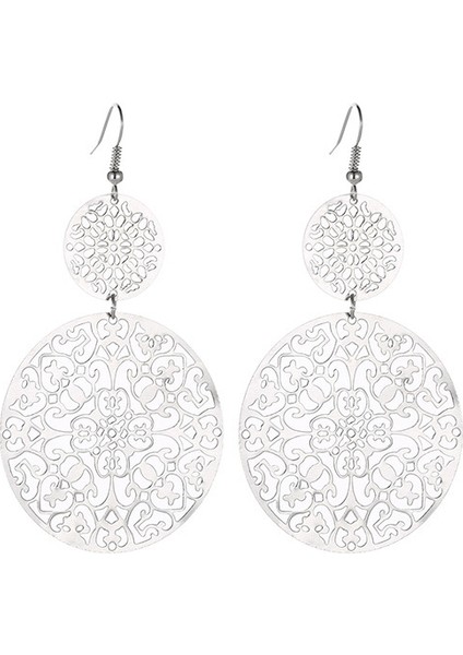 Etnik Tarz Oyma Küpeler Kadın Antik Bronz Atılı Içi Boş Çiçekler ve Yapraklar Küpeler Bohem Yeşillik Küpeler (Yurt Dışından)