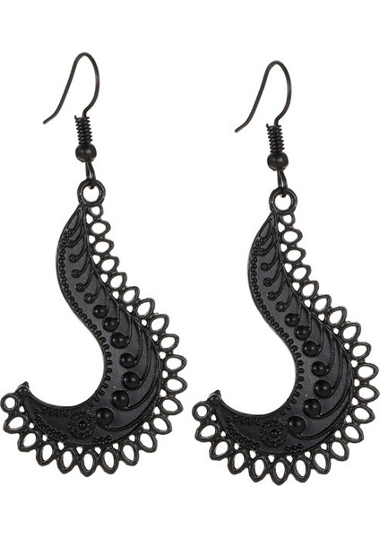 Etnik Tarz Oyma Küpeler Kadın Antik Bronz Atılı Içi Boş Çiçekler ve Yapraklar Küpeler Bohem Yeşillik Küpeler (Yurt Dışından)