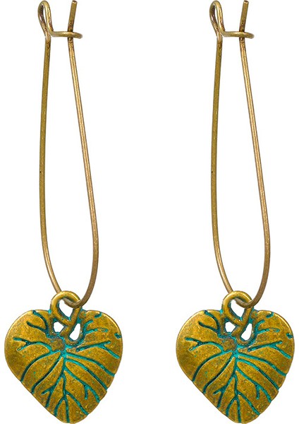 Etnik Tarz Oyma Küpeler Kadın Antik Bronz Atılı Içi Boş Çiçekler ve Yapraklar Küpeler Bohem Yeşillik Küpeler (Yurt Dışından)