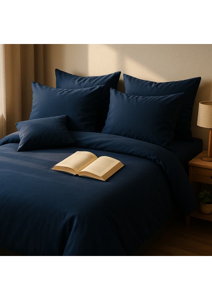 Tek Kişilik %100 Pamuk Nevresim Takımı 160 x 220 cm , Lastikli Çarşaflı Set, Lacivert fiyatları