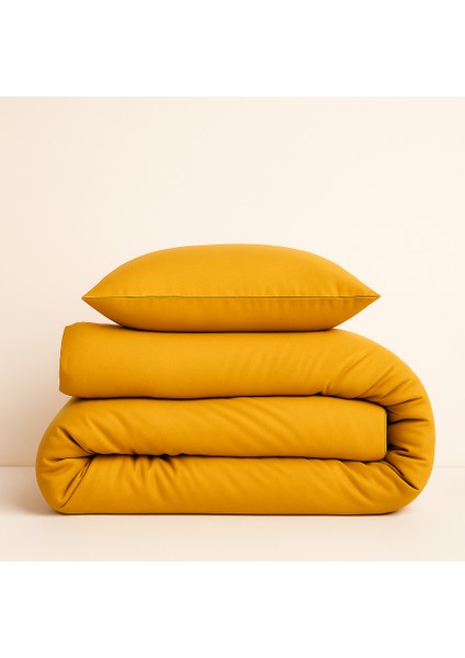 Tek Kişilik %100 Pamuk Nevresim Takımı 160 x 220 cm , Lastikli Çarşaflı Set, Hardal Sarısı modelleri