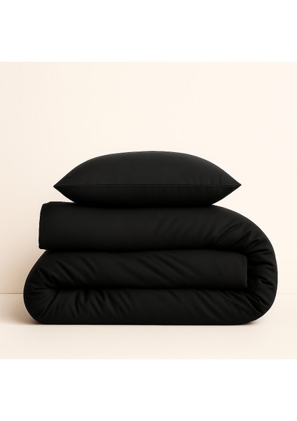 Tek Kişilik %100 Pamuk Nevresim Takımı 160 x 220 cm , Lastikli Çarşaflı Set, Siyah modelleri