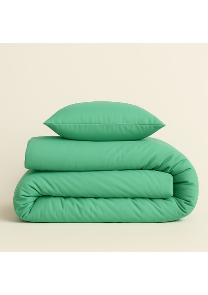 Tek Kişilik %100 Pamuk Nevresim Takımı 160 x 220 cm , Lastikli Çarşaflı Set, Mint Yeşili modelleri