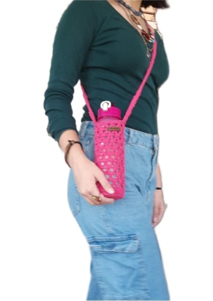 Fuşya motivasyon matarası ve pratik taşıma çantası, enerjinizi her yerde taşıyın! fırsatları