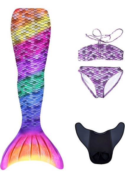 Deniz Kızı 4'lü Takım Bikini Kostüm Seti Rainbow