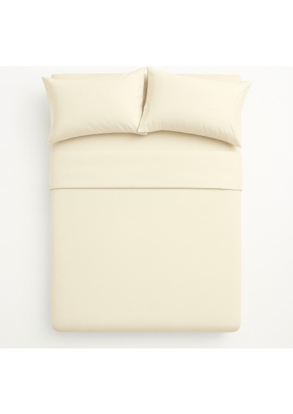 Tek Kişilik %100 Pamuk Nevresim Takımı 160 x 220 cm , Lastikli Çarşaflı Set, Krem modelleri