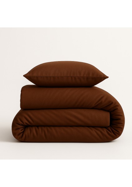 Tek Kişilik %100 Pamuk Nevresim Takımı 160 x 220 cm , Lastikli Çarşaflı Set, Kahverengi modelleri