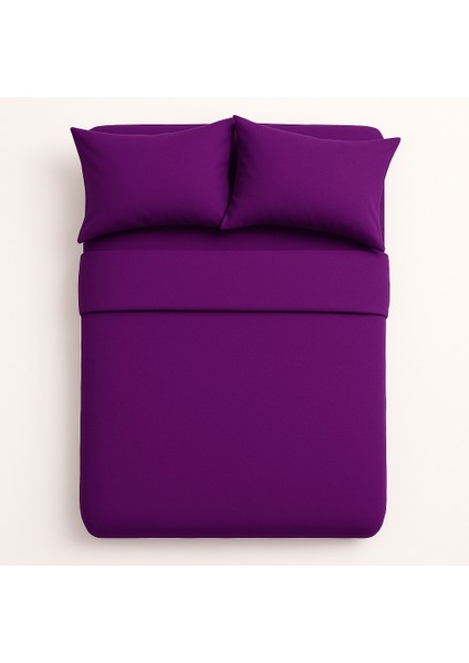 Tek Kişilik %100 Pamuk Nevresim Takımı 160 x 220 cm , Lastikli Çarşaflı Set, Mor fırsatları