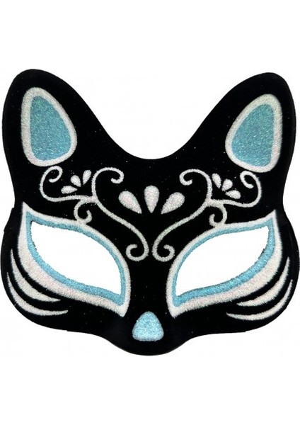 Etkinlik Gösteri Kedi Kostümü İçin Siyah Süet Gümüş Mavi Simli Maske fiyatları