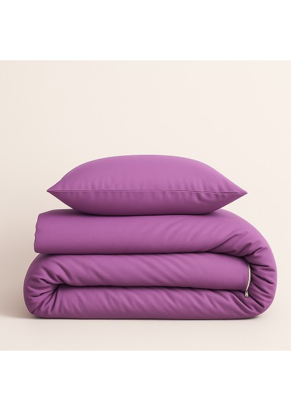 Tek Kişilik %100 Pamuk Nevresim Takımı 160 x 220 cm , Lastikli Çarşaflı Set, Lila modelleri