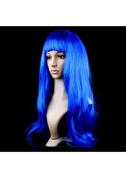 Etkinlik Gösteri Kostüm Peruğu İçin Mavi Uzun Parti Peruk Saç
