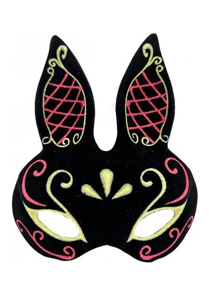 Etkinlik Gösteri Tavşan Kostümü İçin Siyah Kırmızı Golden Maske