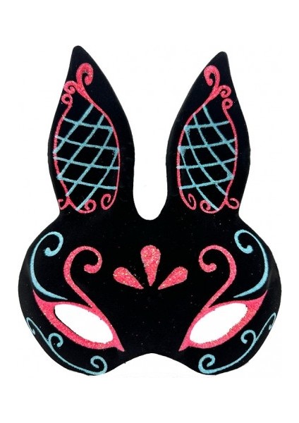 Etkinlik Gösteri Tavşan Kostümü İçin Siyah Mavi Kırmızı Maske
