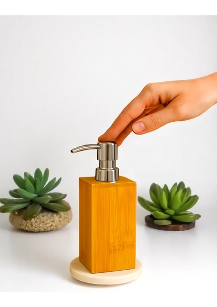 1 Adet Bambu Sıvı Sabunluk - Mutfak Banyo Sıvı Sabun Bulaşık Deterjanı Şişesi 250 ml
