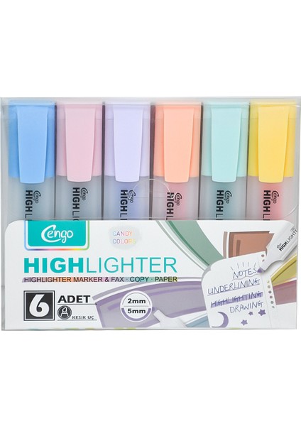 6lı Fosforlu Kalem Candy Renkler CGO801
