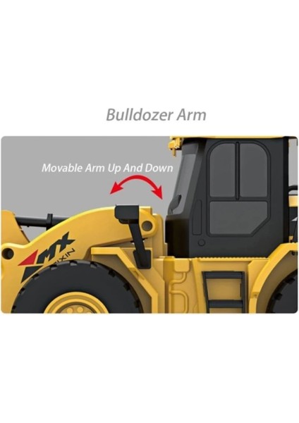 Uzaktan Kumandalı Işıklı Rc Bulldozer 1:24 Ölçekli Inşaat Aracı – 6ch, Şarjlı
