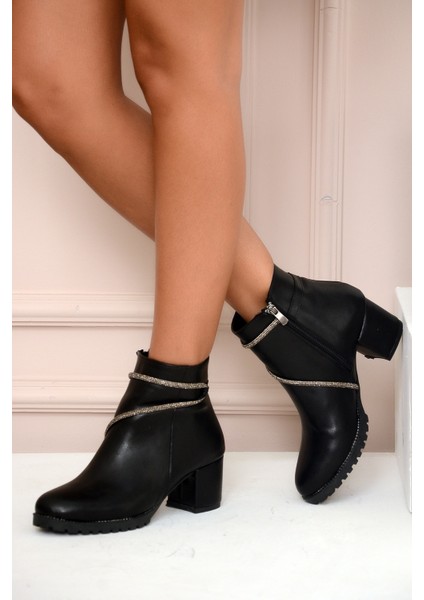 Fermuarlı Taş Detaylı Kadın Bot&bootie 025-403-22CILT