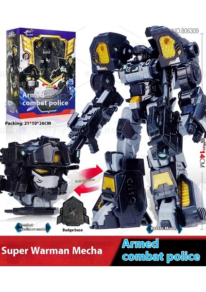 Mini Gizli Servis Süper Troopers King Power 7 Devriye Troopers Oyuncak Polis Arabası Mecha Dönüşüm Robotu (Yurt Dışından)