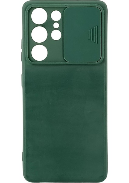 Samsung Galaxy S21 Ultra Uyumlu Kamera Sürgülü Mat Silikon Kılıf