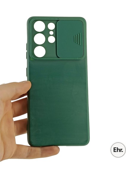 Samsung Galaxy S21 Ultra Uyumlu Kamera Sürgülü Mat Silikon Kılıf modelleri