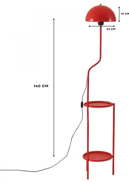 Luopi Kırmızı Çiçek Standlı Raflı Lambader 242033
