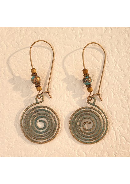 Etnik Tarz Oyma Küpeler Kadın Antik Bronz Atılı Içi Boş Çiçekler ve Yapraklar Küpeler Bohem Yeşillik Küpeler (Yurt Dışından)