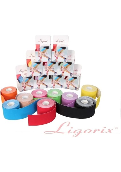 Esnek ve dayanıklı kas bandı, 3'lü paket, 5cm x 5m, siyah renk