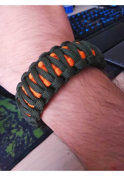 Çok Fonksiyonlu Survival Bileklik, Pusula, Ateş Başlatıcı, Düdük, Renk: Haki