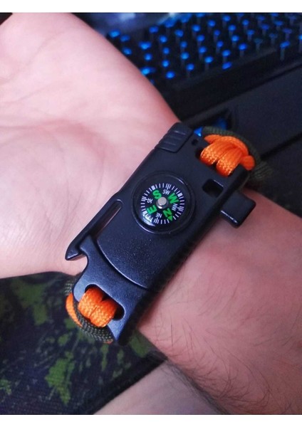Çok Fonksiyonlu Survival Bileklik, Pusula, Ateş Başlatıcı, Düdük, Renk: Haki fiyatları