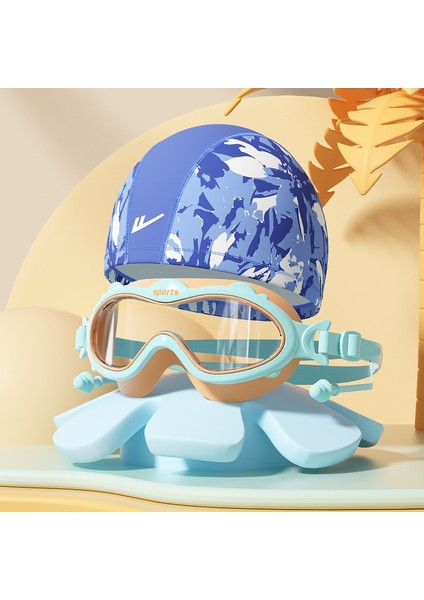 Çocuk Yüzme Gözlükleri Su Geçirmez Buğu Önleyici Hd Büyük Çerçeve Yüzme Gözlükleri Erkek ve Kız Çocukları Için Profesyonel Dalış Yüzme Şapkası (Yurt Dışından)