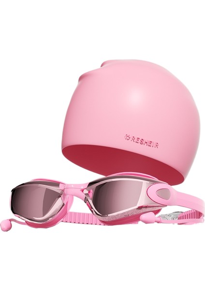 Hd Buğu Önleyici Su Geçirmez Yüzme Gözlüğü Yüzme Şapkası Seti (Yurt Dışından)