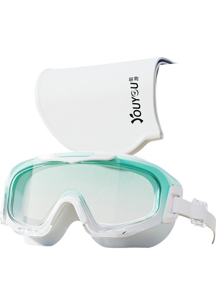 Hd Buğu Önleyici Su Geçirmez Büyük Çerçeve Yüzme Gözlüğü Yetişkin Dalış Özel Yüzme Şapkası (Yurt Dışından)
