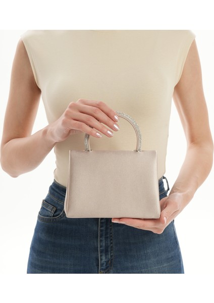 Kadın Saten Kristal Taş Detaylı Zincir Uzun Askılı Abiye Çanta modelleri