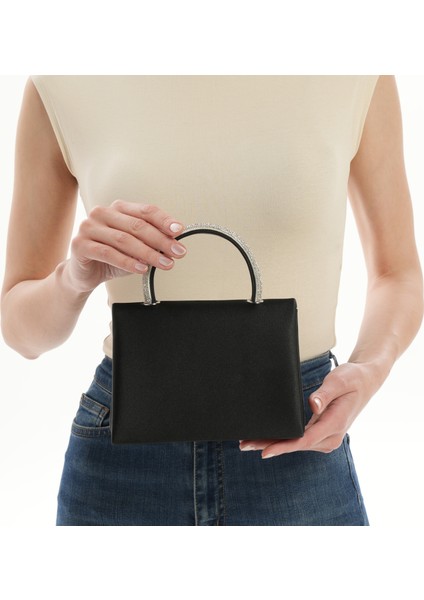 Kadın Saten Kristal Taş Detaylı Zincir Uzun Askılı Abiye Çanta modelleri