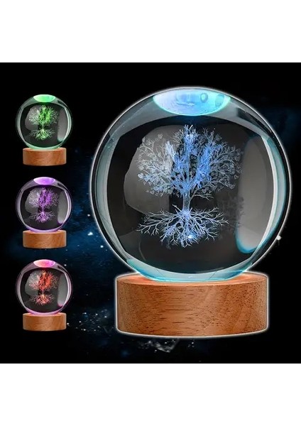 Kristal Cam Küre 3D Boyutlu Renk Değiştiren USB Kablolu Ahşap Tabanlı Lamba Özel Üretim Hediye Seti Vip Hediyelik Eşya fırsatları